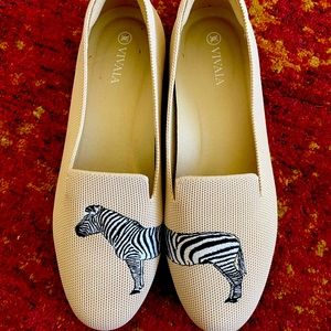 Viviana cream zebra loafers.